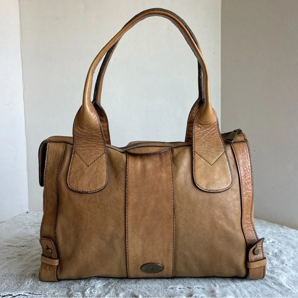 Fossil Handbags - Fossil Vintage Reissue Tan Leather Satchel Shoulder Bag Business Shoulder Bag